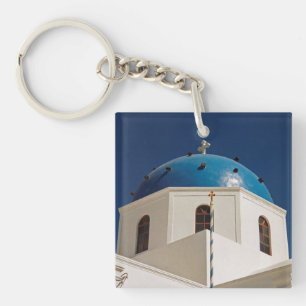 Blaue Kuppel, Santorin, Griechenland Schlüsselanhänger