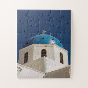 Blaue Kuppel, Santorini, Griechenland 30-pc Puzzle