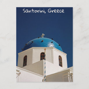 Blaue Kuppel, Santorini, Griechenland Postkarte