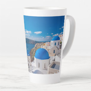 Blaue Kuppeln von Santorini Milchtasse