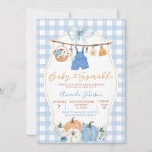 Blaue Kürbis-Baby-Sprinkle-Einladung | Herbst-Baby
