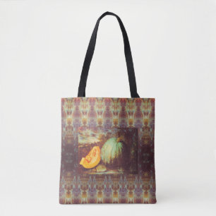 Blaue Kürbis-Erbstück-Herbstmalerei im Vintage-Sti Tasche