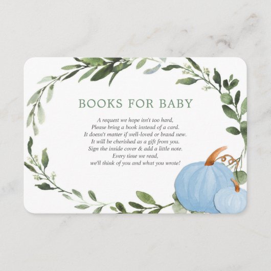 Blaue Kürbis fallen Bücher für den kleinen Jungen Begleitkarte (Vorderseite)