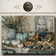 Blaue Kürbis Herbsternte Decoupage