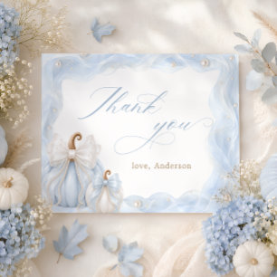 Blaue Kürbis-Schleife Baby Shower Dankeschön Dankeskarte