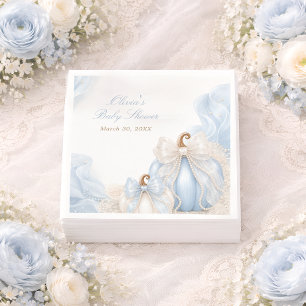 Blaue Kürbis-Schleife Elegante Babyparty Serviette