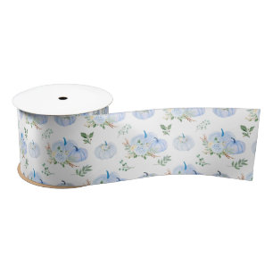 Blaue Kürbisblumen Satinband