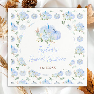 Blaue Kürbisse Floral Sweet Sixteen Serviette