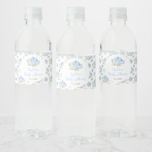 Blaue Kürbisse Florale Babyparty Wasserflaschenetikett