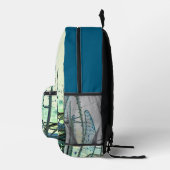 Blaue Kurven Bedruckter Rucksack (Rechts)