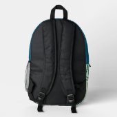 Blaue Kurven Bedruckter Rucksack (Rückseite)