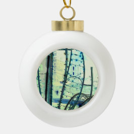 Blaue Kurven Keramik Kugel-Ornament