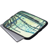 Blaue Kurven Laptopschutzhülle (Vorne Knopf)