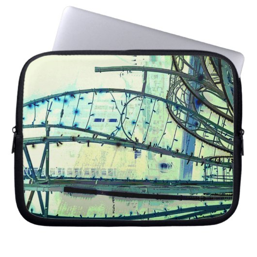 Blaue Kurven Laptopschutzhülle (Vorderseite)