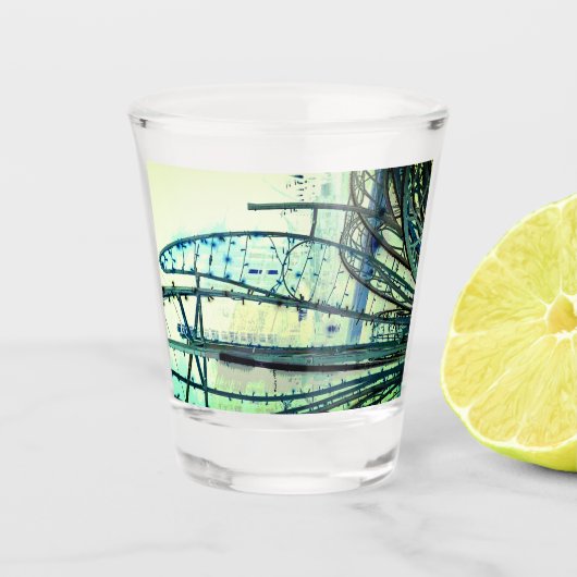 Blaue Kurven Schnapsglas (Vorderseite)