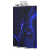 Blaue Kurven und Wellenmuster in dunkelblauem Bild Flachmann (Links)