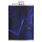 Blaue Kurven und Wellenmuster in dunkelblauem Bild Flachmann (Vorderseite)