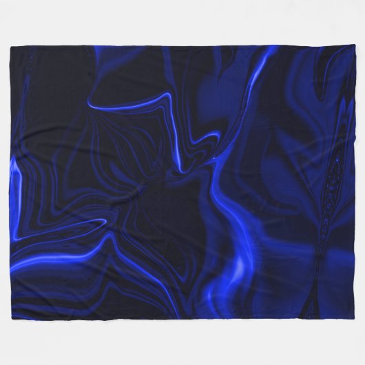 Blaue Kurven und Wellenmuster in dunkelblauem Bild Fleecedecke (Vorderseite (Horizontal))