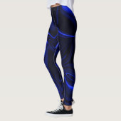 Blaue Kurven und Wellenmuster in dunkelblauem Bild Leggings (Links)