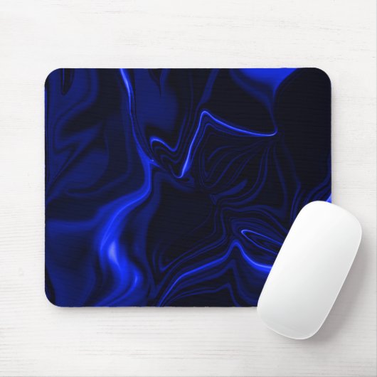 Blaue Kurven und Wellenmuster in dunkelblauem Bild Mousepad (Mit Mouse)