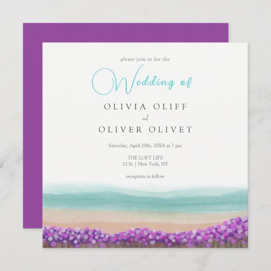 Blaue Küste - Einladung zur Hochzeit (Vorne/Hinten)