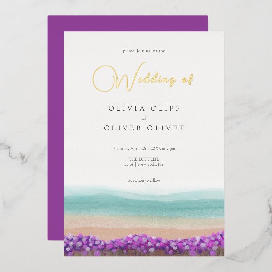 Blaue Küste Folieneinladung (Vorderseite/Rückseite)