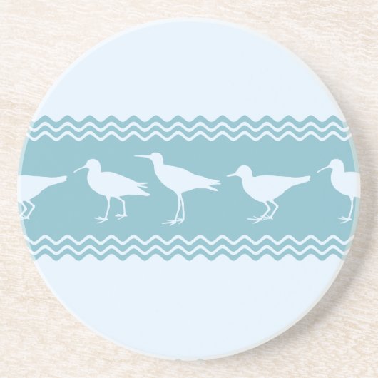Blaue Küste Sandpiper Bird Stripes Getränkeuntersetzer (Vorne)