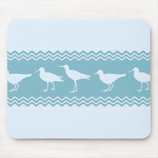 Blaue Küste Sandpiper Bird Stripes Mousepad (Vorne)