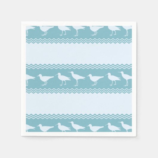 Blaue Küste Sandpiper Bird Stripes Serviette (Vorderseite)