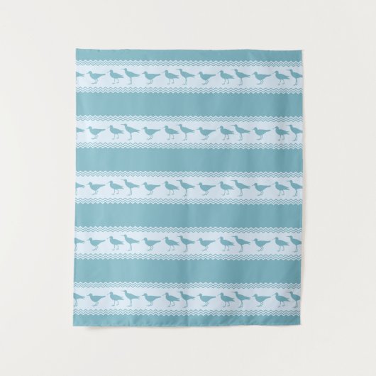 Blaue Küste Sandpiper Bird Stripes Wandteppich (Vorderseite)