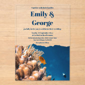 Blaue Küste unter den Meeresriffen Hochzeit von Fi Acryleinladungen (Vorderseite)