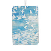 Blaue Küste Vögel Moderne Wasserfarben Kunst Autolufterfrischer (Rückseite)