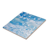 Blaue Küste Vögel Moderne Wasserfarben Kunst Fliese (Seite)