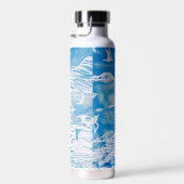 Blaue Küste Vögel Moderne Wasserfarben Kunst Trinkflasche (Rechts)