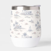 Blaue Küsten-Französische Toile-Wasserflasche (Links)