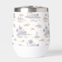 Blaue Küsten-Französische Toile-Wasserflasche