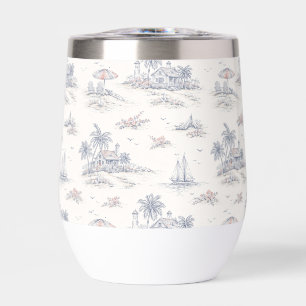 Blaue Küsten-Französische Toile-Wasserflasche
