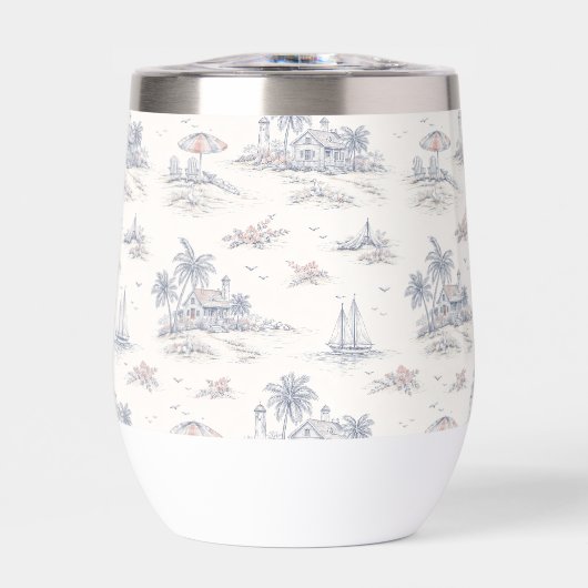 Blaue Küsten-Französische Toile-Wasserflasche (Vorderseite)