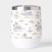 Blaue Küsten-Französische Toile-Wasserflasche (Rückseite)