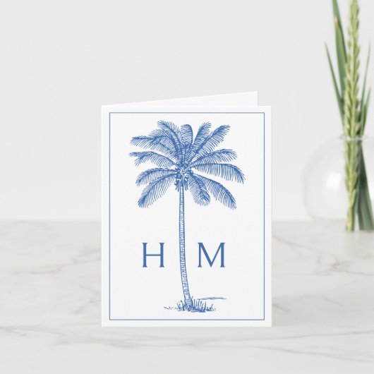 Blaue Küsten-Palmetto-Palme Monogramm (Vorderseite)