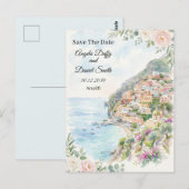 Blaue Küsten-Save-The-Date-Postkarte Postkarte (Vorne/Hinten)
