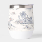 Blaue Küsten-Tropen-Französische Toile Monogramm (Links)