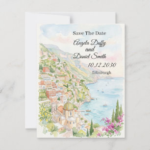 Blaue Küstenblumen-Save-the-Date-Karte Save The Date