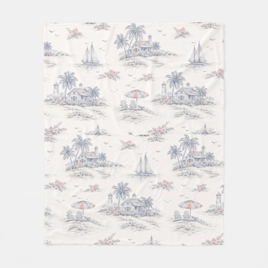 Blaue Küstenfranzösische Toile Fleecedecke (Vorderseite)
