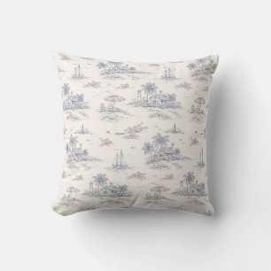 Blaue Küstenfranzösische Toile Kissen