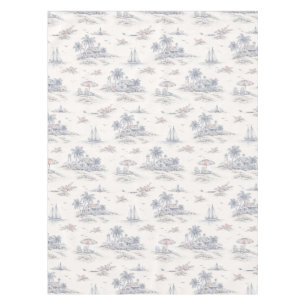 Blaue Küstenfranzösische Toile Tischdecke