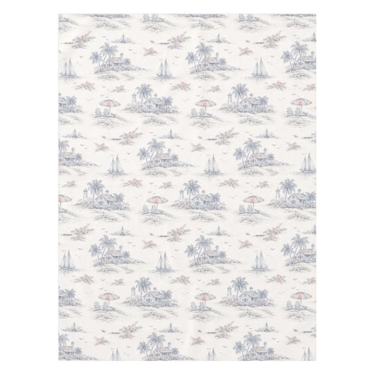Blaue Küstenfranzösische Toile Tischdecke (Vorderseite)