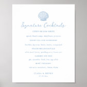 Blaue Küstenhochzeit Signature-Drinks-Schild Poster (Vorne)