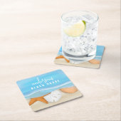 Blaue Küstenküste Whimsisches Meer Muscheln Rechteckiger Pappuntersetzer (Vor Ort)