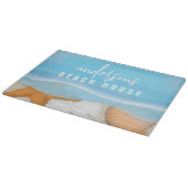 Blaue Küstenküste Whimsisches Meer Muscheln Schneidebrett (Ecke)